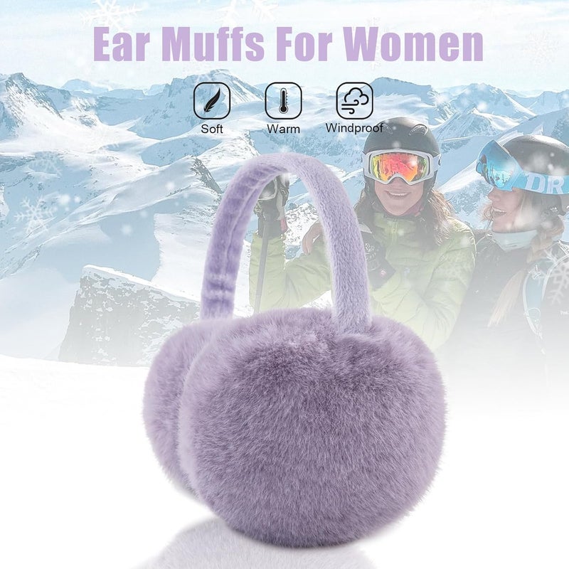 YATANAM Ear Muffs for Women Faux Fur Winter Girls Earmuffs Fluffy Adjustable Ear Warmers Cute Ear Covers - Image 2